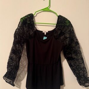 Maurices Black Sheer Sleeve Blouse